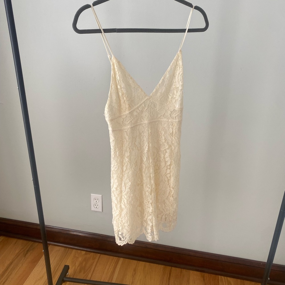 Cream lace mini dress